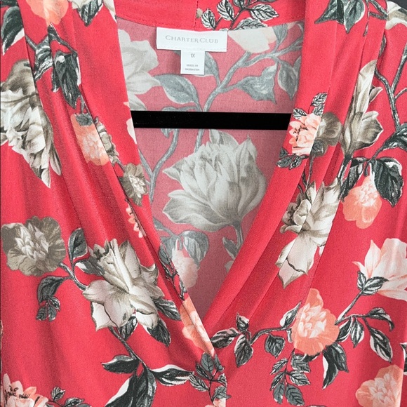 Charter Club Coral Floral Blouse - Picture 3 of 9